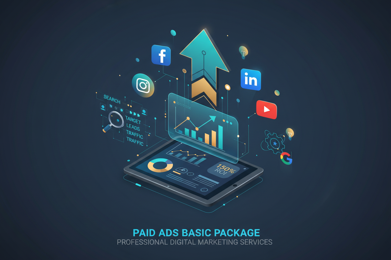 create image. Paid Ad Budget - 50,000/month

Elevate your brand's digital presence with our Paid Ads Basic Package, designed for medium businesses ready to scale. This comprehensive service includes keyword research, initial campaign setup, and strategic branding tailored to drive qualified leads. We manage two platforms—Facebook, Instagram, LinkedIn, YouTube, or Google—with 12 expertly crafted creative posts monthly and weekly optimization to maximize ROI on your ₹50,000 monthly ad budget. Each month concl