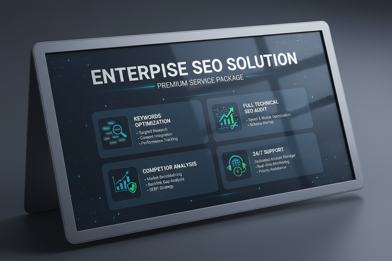 Enterprise
Keywords Optimization
Full Technical SEO Audit
Competitor Analysis
24/7 Support