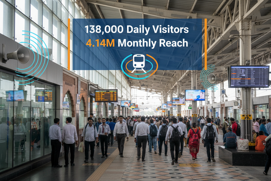 Gurgaon Railway Station - Announcement Advertising

Reach a substantial audience at Gurgaon with 138,000 daily visitors and 4.14 million monthly commuters through audio announcements.

Station Statistics:

Total Trains/Day: 97
Average Trains/Day: 69
Daily Visitors Reach: 138,000 passengers
Monthly Visitors Reach: 4,140,000 passengers
No. of Spots/Day: 100 advertising units
Spot Duration In Sec: 15 seconds per display
Monthly FCT at Each Station: 45,000

Perfect for brands looking to maximize visibility in G
