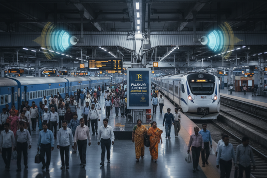 Palanpur Jn Railway Station - Announcement Advertising
Reach a substantial audience at Palanpur Jn with 98,000 daily visitors and 2.94 million monthly commuters through audio announcements.
Station Statistics:
Total Trains/Day: 124
Average Trains/Day: 49
Daily Visitors Reach: 98,000 passengers
Monthly Visitors Reach: 2,940,000 passengers
No. of Spots/Day: 100 advertising units
Spot Duration In Sec: 15 seconds per display
Monthly FCT at Each Station: 45,000
Monthly Station Wise Cost: ₹1,75,000
Create image 
