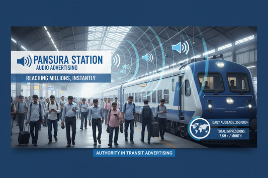 Panskura Station - Railway Announcement Advertising
Reach a substantial audience at Panskura with 2,44,000 daily visitors and 73,20,000 monthly commuters through audio announcements.
Station Statistics
Station Name: Panskura (137 panels)
Total Trains/Day: 122 trains
Daily Visitors Reach: 2,44,000 passengers
Monthly Visitors Reach: 73,20,000 passengers
No. of Spots/Day: 100 advertising units
Spot Duration: 15 seconds per announcement
Monthly FCT at Each Station: 45,000
Monthly Station Wise Cost: ₹1,40,000
