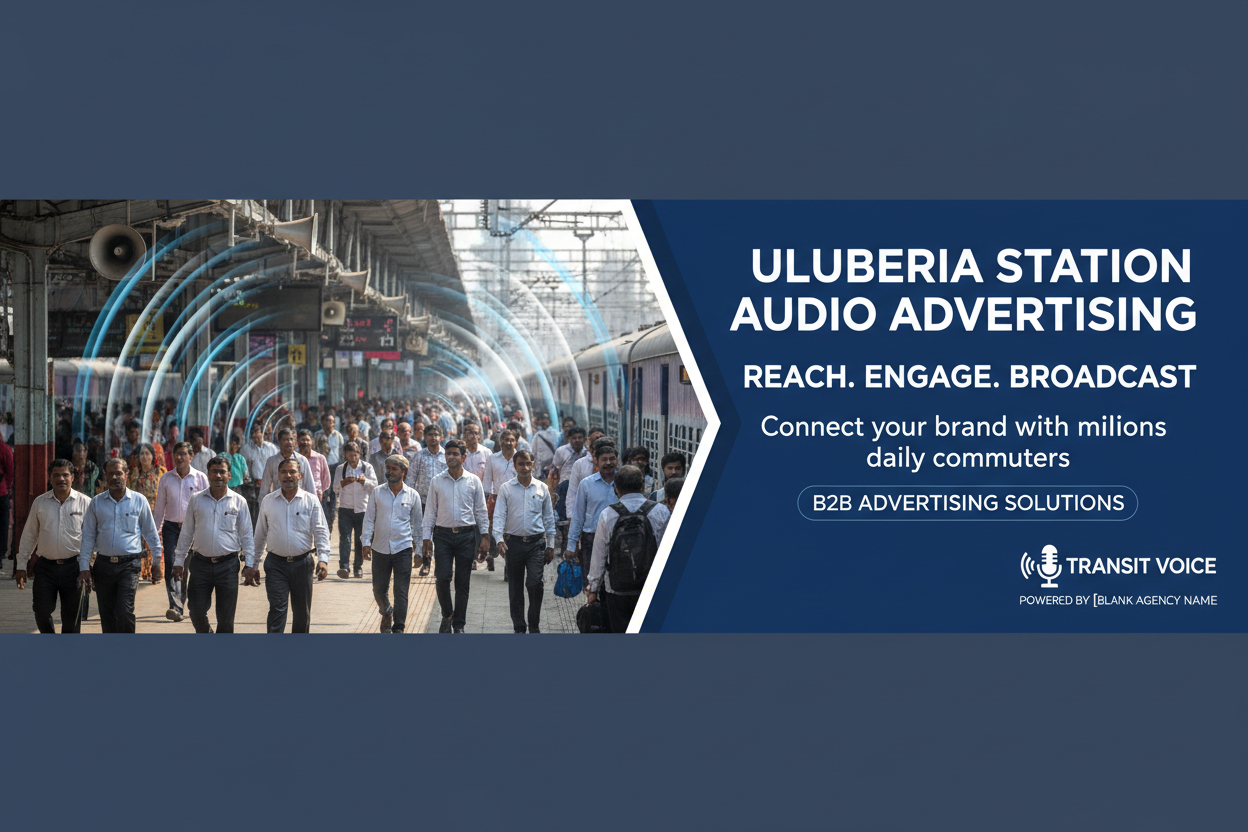 Uluberia Station - Railway Announcement Advertising

Reach a substantial audience at Uluberia with 2,64,000 daily visitors and 79,20,000 monthly commuters through audio announcements.

Station Statistics
Station Name: Uluberia (140 panels)
Total Trains/Day: 132 trains
Daily Visitors Reach: 2,64,000 passengers
Monthly Visitors Reach: 79,20,000 passengers
No. of Spots/Day: 100 advertising units
Spot Duration: 15 seconds per announcement
Monthly FCT at Each Station: 45,000
Monthly Station Wise Cost: ₹1,40,000
